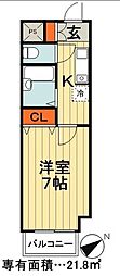 新田町小川マンション 3階1Kの間取り