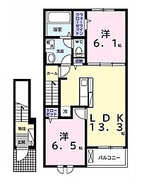 ベイサイドアクアＣ 2階2LDKの間取り