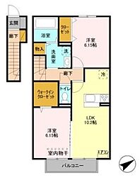 スマートコレイユ 2階2LDKの間取り
