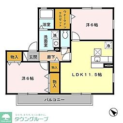 ピュア調 2階2LDKの間取り