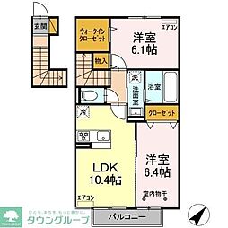 CASA VERDE 2階2LDKの間取り