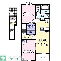 ベイサイドアクアＢ 2階2LDKの間取り