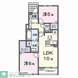 ジャスミン 1階2LDKの間取り
