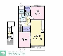 サンリット・ヴィラ 2LDKの間取図画像