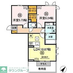 TORISIA　N 1階2LDKの間取り