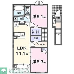 メゾンライフ 2階2LDKの間取り