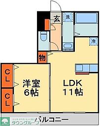 プリモフィオーレ 3階1LDKの間取り