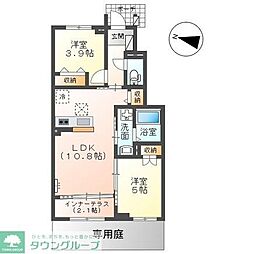 ベルスーズ 1階1LDKの間取り