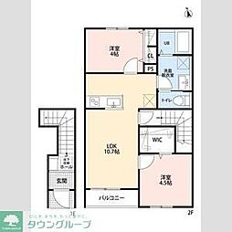 リーブルファイン若葉桜木 201 2階2LDKの間取り