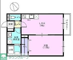 アルプス 2階1LDKの間取り