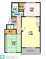 カーサみつわ台Ｅ 2階2LDKの間取り