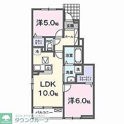 みずほ台2丁目アパート 1階2LDKの間取り