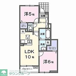 みずほ台2丁目アパート 1階2LDKの間取り