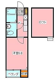 ジューク3 2階1Kの間取り