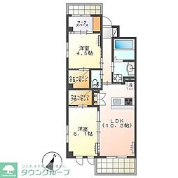ヌヴェルセゾン 5階2LDKの間取り