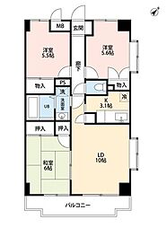 サンライズヒル朝日ヶ丘Ｂ 1階3LDKの間取り