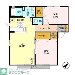 エバーグリーン　八番館 1階2LDKの間取り