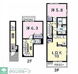 オリエンタルコートＢ 2階2LDKの間取り