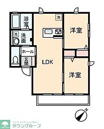 シュエットI 2階2LDKの間取り