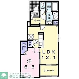 アンソレイエ　I 1階1LDKの間取り