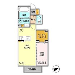 フロイデ 1階1LDKの間取り