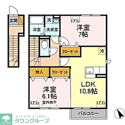 Living Court 2階2LDKの間取り