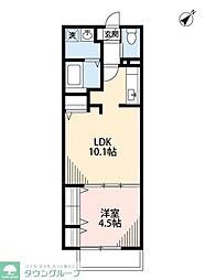 グランコート稲毛 102 1階1LDKの間取り