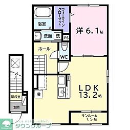 エレガンスロワイエ 2階1LDKの間取り