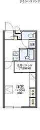 レオパレスセーヴェ 2階1Kの間取り