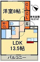 リビングタウン稲毛の杜Ｃ 3階1LDKの間取り