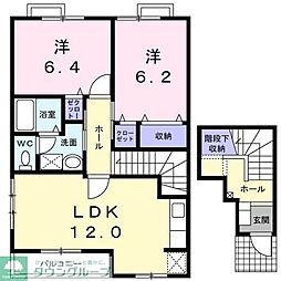 ウエルカムステージ 2階2LDKの間取り
