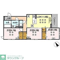 D-KISARIA　WII 302 3階3LDKの間取り