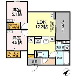 ＣＬＡＳＳＥＵＭ都賀 1階2LDKの間取り