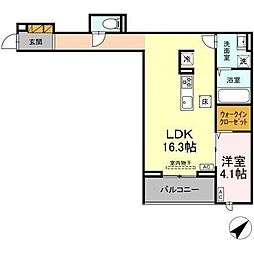 ＣＬＡＳＳＥＵＭ都賀 1階1LDKの間取り