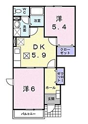 アヴニール8 2DKの間取図画像