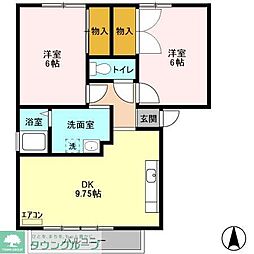 ルミエールコート 2DKの間取図画像