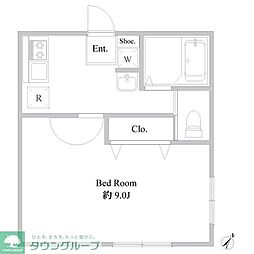 ハウスカーマイン 1Kの間取図画像
