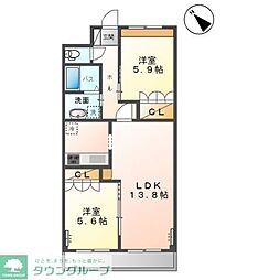 サンライズSOURI 2LDKの間取図画像