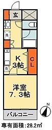 本町アンディ 1Kの間取図画像