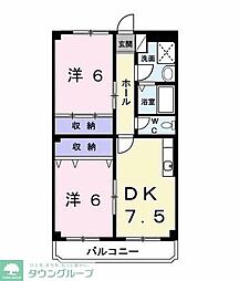 ベイシティ喜見塚 2DKの間取図画像