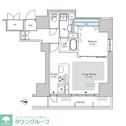 ロイジェントパークス千葉中央 1LDKの間取図画像