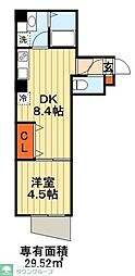 プラージュ東千葉 1LDKの間取図画像