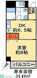 オーキッドレジデンス千葉中央 1DKの間取図画像