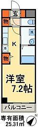パークサイド砂山 1Kの間取図画像