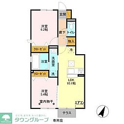 サウスヒルズ2 2LDKの間取図画像