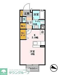 プレジール・2 ワンルームの間取図画像