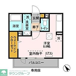 セジュールホンダC ワンルームの間取図画像