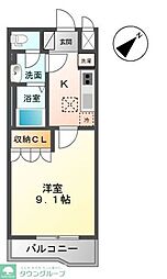 ウィングコート 1Kの間取図画像