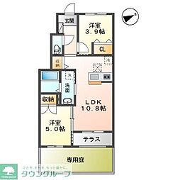 クレール 2LDKの間取図画像