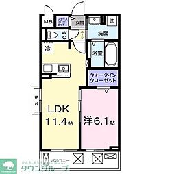 ルポン ボヌール 1LDKの間取図画像